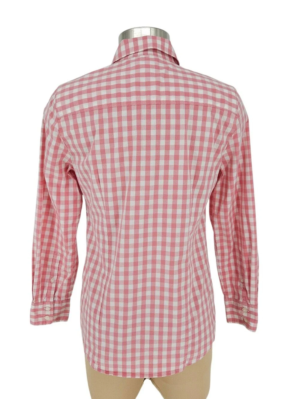 J.CREW Poplin Shirt Pink Gingham Long Sleeve Button Up Collared Top Small